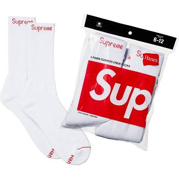 Supreme Hanes® Crew Socks (4 Pack) Sukat Valkoinen | FI104FM